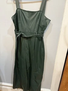 Tuta Anthropologie Samira ecopelle gamba larga cacciatore verde taglia 10 - Foto 1 di 6