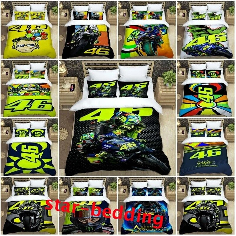 Valentino Rossi 46 Motorcycle Racing Duvet Cover Single Double King Bedding Set