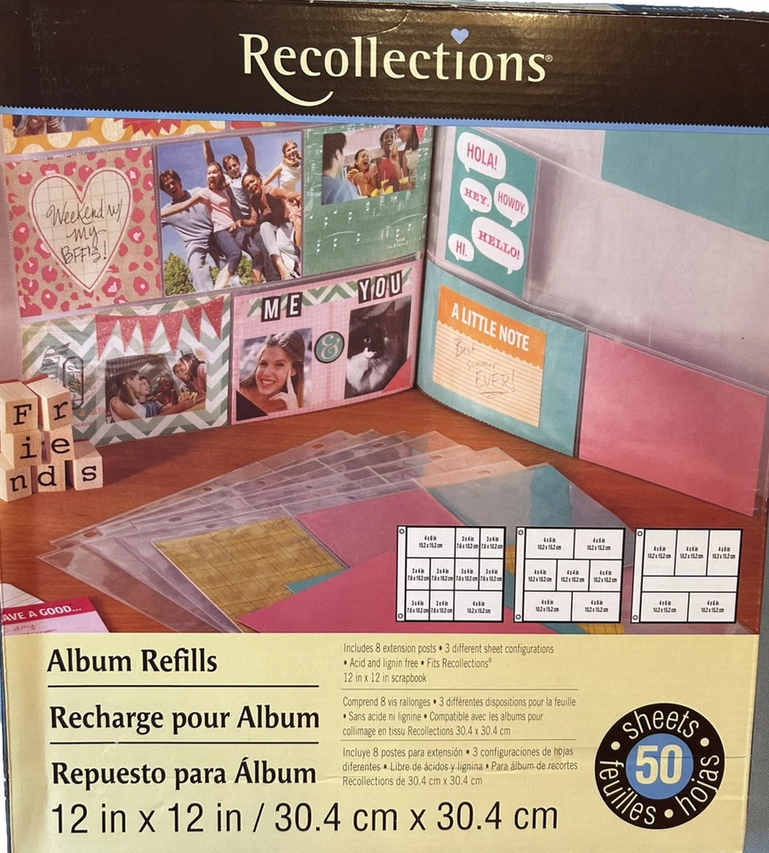 Solo recambios de álbum nuevos RECOLECCIONES.  50 hojas transparentes 12 x 12. SIN postes extendidos. Foto 1 de 3