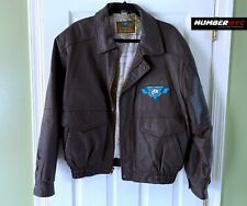 Vintage North American Fishing Club LIFE MEMBER Brown Leather Jacket Coat MEDIUM