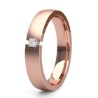 Engagement Ring Mens Wedding Band 0.20 Ct Real Diamond 5 mm Solid 18K Rose Gold