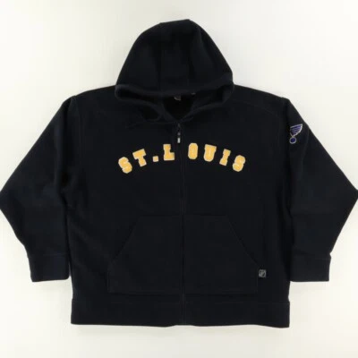 CCM St. Louis Blues Fleece Hooded Center Ice Jacket Navy Men's XL - Image 1 of 4