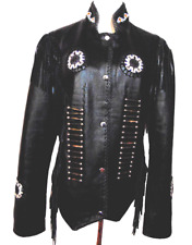 Premium Quality Western Genuine Leather Jacket,Fringed,Beaded American Native~L