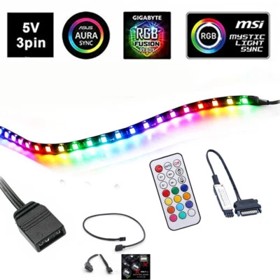 Led Strip kit Rainbow For PC Case 5v 3pin ARGB Header RGB Fusion MSI Mystic sata - Image 1 of 4
