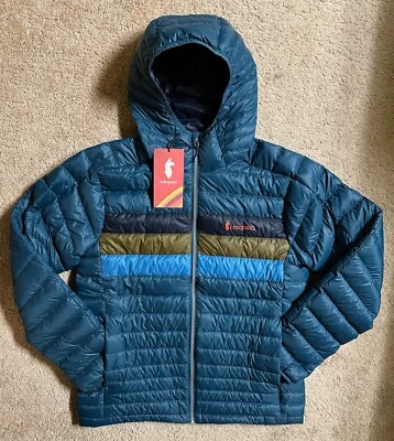 Cotopaxi Men's Fuego Hooded Down Jacket 800 fill Packable Abyss Stripes Sz M NEW - Image 1 of 4