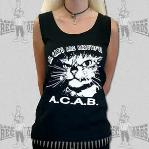 ALL CATS ARE BEAUTIFUL - Girlie Vest NEU XS-XXL Punk Oi Skinhead Girly Tank Top  - Picture 1 of 1