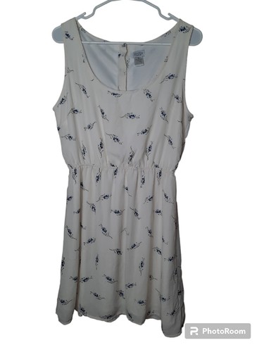 OFF WHITE Affascinante Abito Charlie Romper Medio Off Bianco Fiori Blu