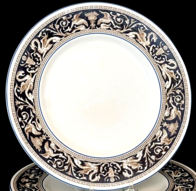 1-Vtg Wedgwood FLORENTINO AZUL ESCURO W1956 porcelana óssea 8 1/8" prato de salada BOM! - Imagem 1 de 4