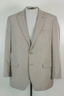 Ralph Lauren Chaps Mens 42L White Gray Check 2 Btn Blazer Jacket Sport Coat - Image 1 of 4