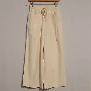 Free People Pantalone pull-on vita alta gamba larga colore crema, donna XS - Foto 1 di 9