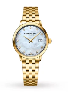 Raymond Weil Toccata 29mm klassische Damen Perlmutt Diamant Gold Uhr - Bild 1 von 11