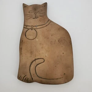 Vintage Kitty Cat Brass Trivet Hot Plate Pot Holder Solid Brass Seiden Taiwan  - Picture 1 of 5