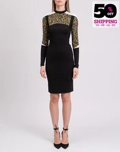 RRP€360 JUST CAVALLI Pencil Dress IT40 US4 UK8 S Animal Print Made in Portugal - Picture 1 of 8