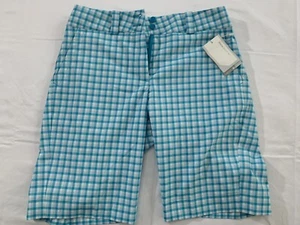 Nike Golf Dri-Fit Shorts Womens Size 4P  4 Petite Check Plaid blue White NWT $70 - Picture 1 of 5