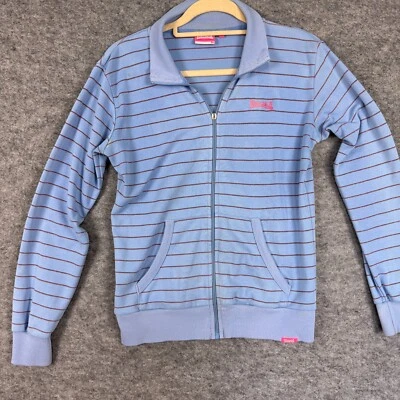 Vintage Lonsdale Full Zip Women's Blue Striped Jersey Jacket Size 8 - Image 1 of 4