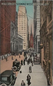 Wall Street Straßenszene 20er Jahre? autos New York City Underhill Postkarte A482 - Bild 1 von 2