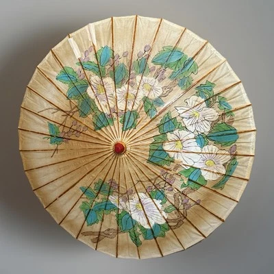 VTG Hand Painted JapaneseBamboo & Rice Paper /Umbrella Parasol  / As Is - Image 1 of 4