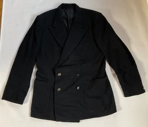 Vintage Men's Black Double Breasted Blazer Jacket 40" Chest 1950 - 1960's - Picture 1 of 6