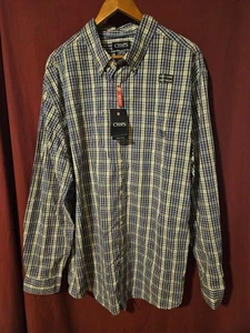 Chaps Big & Tall Men’s Long Sleeve Blue Multi Plaid Button Down Size 2XLT NWT - Picture 1 of 7