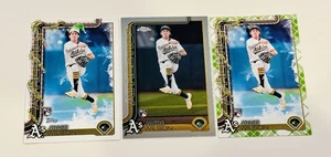 2025 Topps Holiday + Chrome Jacob Wilson Rookie A's Lot X3 - Short Print - Picture 1 of 2