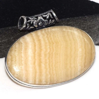 Enorme Colgante Laguna Encaje Calcita 925 Chapado en Plata 1.5" Elegante Regalo GW Foto 1 de 3