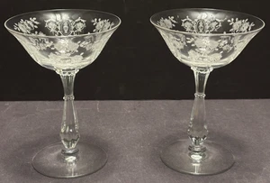 2 Tiffin Franziskaner CHEROKEE ROSE CHAMPAGNER GROß SHERBET Vintage PrismaStiel 17399 - Bild 1 von 13