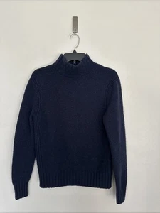 J. Crew Women's Fitted Fit Mock Neck Merino Wool Sweater Size Medium Navy - Picture 1 of 9
