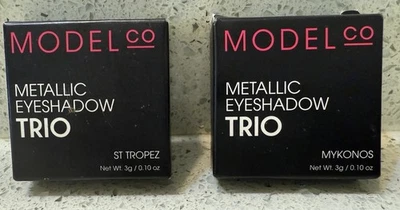 SET OF 2 ModelCo Metallic Eyeshadow Trio ST. TROPEZ & MYKONOS Full Size BNIB - Image 1 of 4