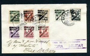 SPANIENKRIEG 1938 Brief Canc. LA LINEA CADIZ Briefmarken überdruckt nach IBIZA BALEARES - Bild 1 von 2