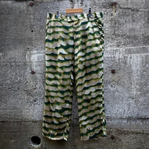 Used 2021 Dries Van Noten Len Lye Graphic Print Slacks Pants Size 46 Green Beige - Picture 1 of 8