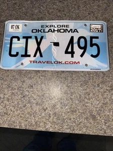 2017 OKLAHOMA "PASSENGER" LICENSE PLATE # CIX 495 Exp 2017 - Picture 1 of 2
