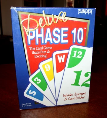 Deluxe Phase 10 Card Game - Fun Includes Scorepad & Card Holder - Fundex 1998 - Image 1 of 4