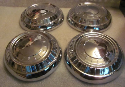 1960's PONTIAC POVERTY DOG DISH PIE PLATE HUB CAP COVER 10 IN. OEM RESTORED SET - Image 1 of 4