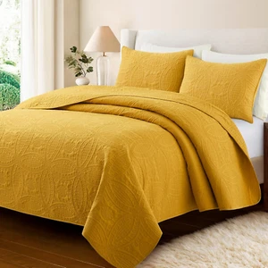 Safonory Quilt Set California King Size(118"X106", Mustard Yellow) - Summer Thin - Picture 1 of 12