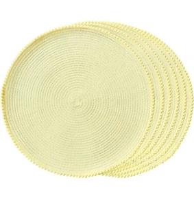FunWheat Round Braided Placemats Set of 6 Table Mats for Dining Tables Woven Was - Picture 1 of 5