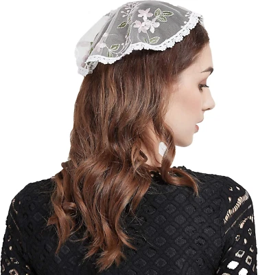 教堂面纱头巾刺绣天主教花边曼蒂利亚教堂面纱Y011 — 第 1/4 张图片