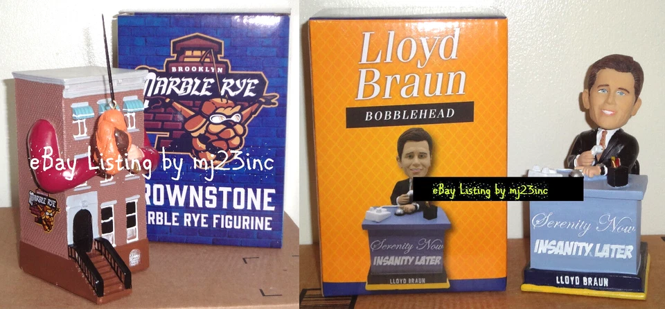 SEINFELD LLOYD BRAUN BOBBLEHEAD & MARBLE RYE FIGURINE BROOKLYN CYCLONES SGA METS - Image 1 of 1