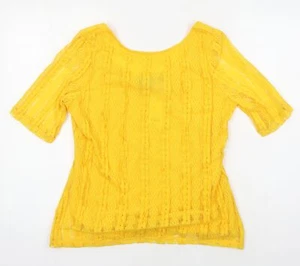 Dorothy Perkins Womens Yellow Herringbone Polyester Tunic Blouse Size 14 Boat Ne - Picture 1 of 10