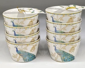 SET (4) 222 Fifth Peacock Garden 4.5" Appetizer Berry Bowls 8 AVAILABLE - Picture 1 of 3