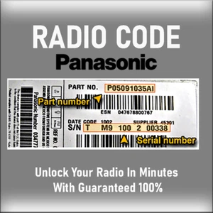 ANTI-THEFT PANASONIC RADIO CODE MODELS UCONNECT 12. 0 UDX STEREO PINCODE SERVICE - Picture 1 of 4