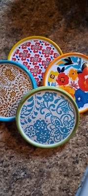 Hermosos Posavasos Coloridos Mujer Pioneer Excelente Estado Parte Trasera de Corcho Foto 1 de 4