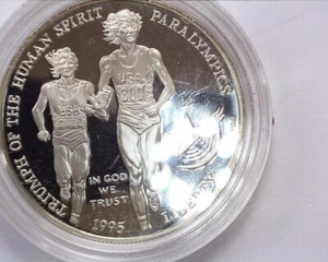 1995-P Silver Proof Olympic Paralympics Commemorative Dollar $1 * Very Nice * - Picture 1 of 4