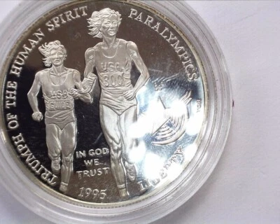 1995-P Silver Proof Olympic Paralympics Commemorative  Dollar $1  * Very Nice * - Image 1 of 4