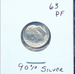 1963 SILBER PROOF ROOSEVELT GROSCHEN (T984) Great Eye-Appeal 90% SILBER - Bild 1 von 2