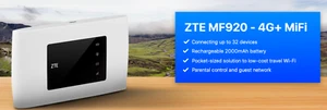 ZTE MF920, 4G+ MiFi Unlocked Portable WiFi Router Hotspot - Photo 1/8