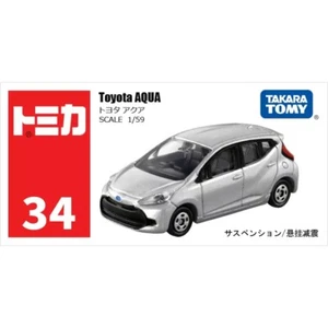 Takara Tomy Tomica 34 Toyota AQUA Silver Metal Diecast Toy Car New in Box - Picture 1 of 4