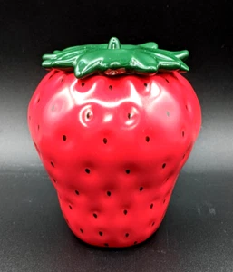 New Ceramic Red And Green Strawberry Jar w/Lid - Candy, Sugar, Tea - 4.75" Tall - Picture 1 of 4