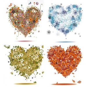 Heart Spring Summer Autumn Winter Four Seasons Waterslide Ceramic Decals - Picture 1 of 4