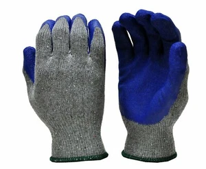 G & F Rubber Latex Coated Work Glove for Construction, Blue,Crinkle Pattern, Men