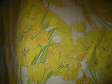 Vera Neumann Vintage Burlington Queen Flat Bed Sheet - Mid Century Yellow Flower